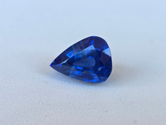 2.07 CT CEYLON BLUE SAPPHIRE - Unheated, Vivid Cornflower, Pear Shape (Certified)